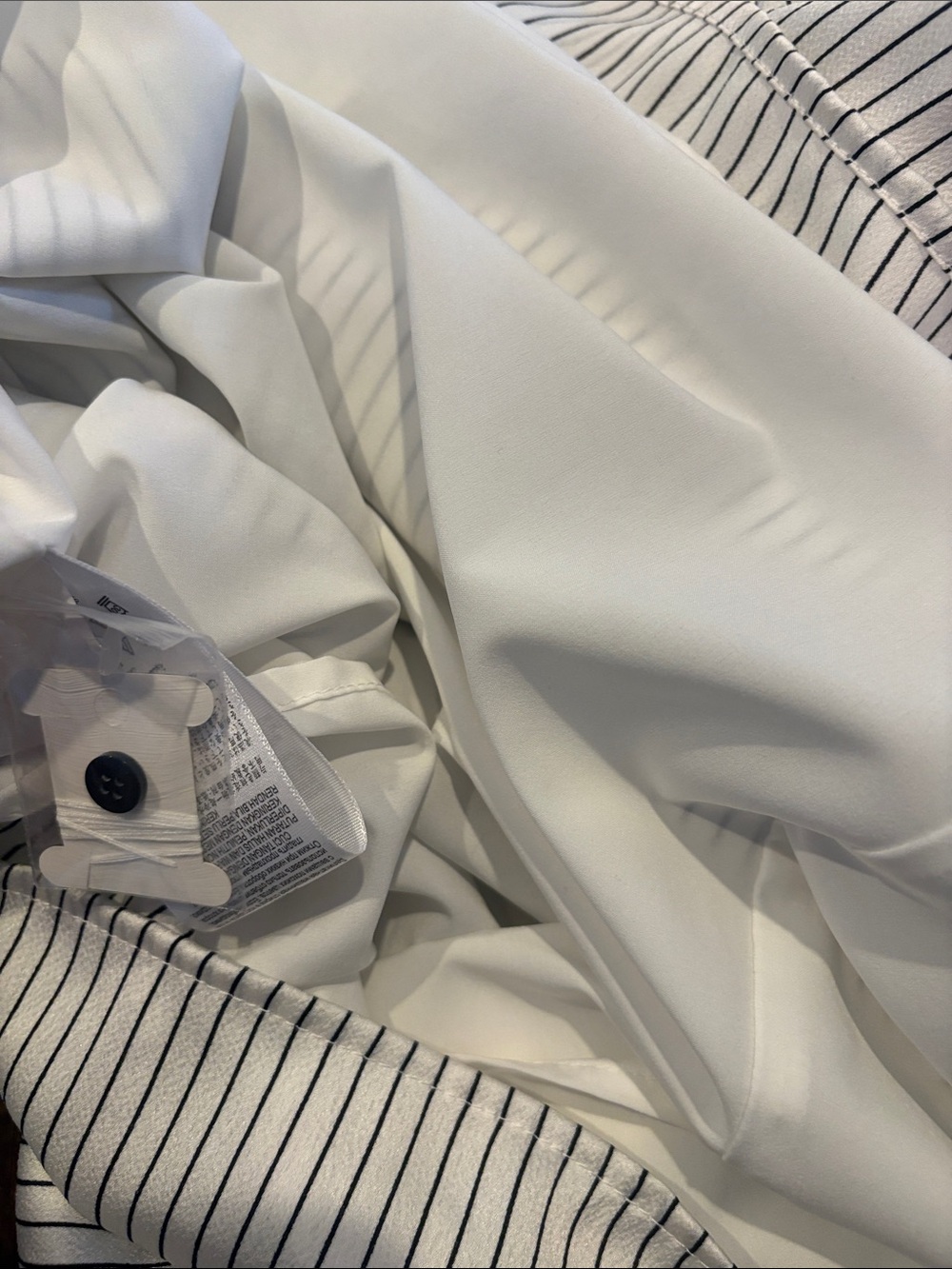 BCBG New York White with Black Pinstripes, Long Sleeve Shirt Dress Size XL NWT - Picture 8 of 9